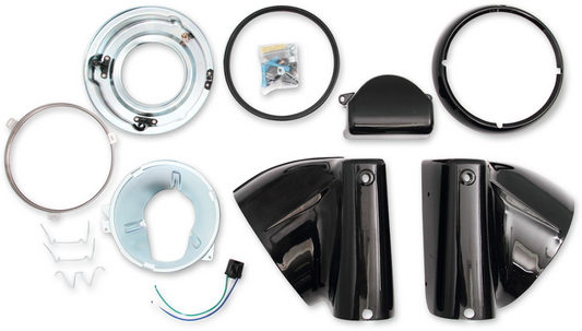 FLH Style Headlight Nacelle Kit For Softail / Black